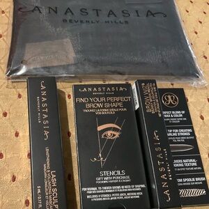 Anastasia Beverly Hills Mascara, Brow Pencil and Stencil and small Mesh bag New
